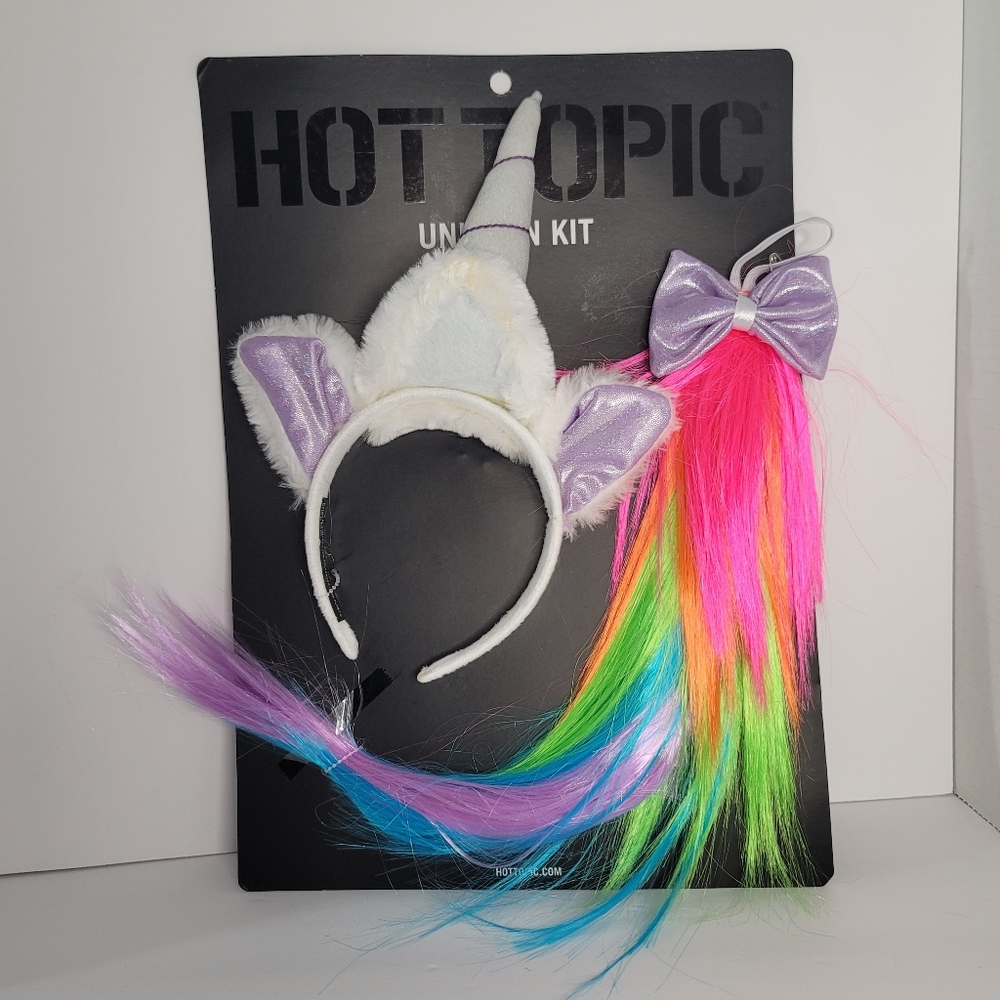 Unicorn Costume Kit Faux Fur Tail Ears Horn Headband Hot Topic Christmas Gift